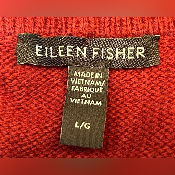 Eileen Fisher Cotton Cashmere Blend Maroon LS Turtleneck Tunic Sweater, Large - Picture 10 of 12